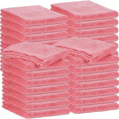Shimeyao 30 Pcs 16 x 16 Inch Edgeless Microfiber Plush Towels for Cars Detailing Drying Wash Polishing Absorbent Cleaning Cloths, 500 GSM (16 x 16 Inch, Vivid Red, 30 Pcs)