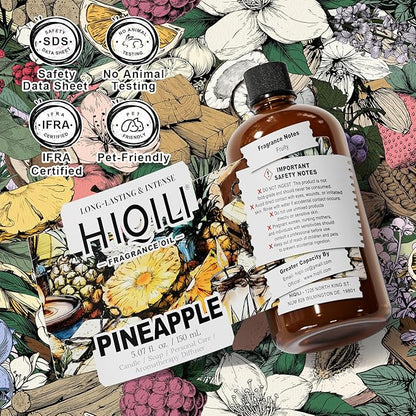 HIQILI Pineapple Fragrance Oil for Diffuser, Soaps, Bath Bombs, Candles Making, Bright Scents for Home, Car & Office - 5.07 Fl Oz