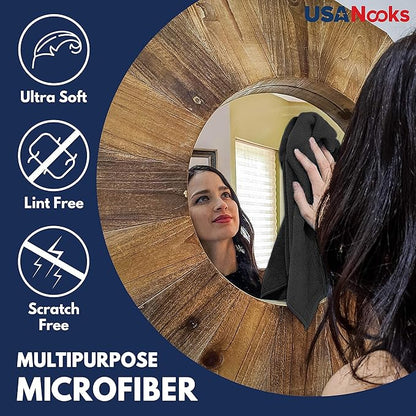 USANOOKS Microfiber Cleaning Cloth - 12Pcs 12.5x12.5 inch High Performance - 1200 Washes, Ultra Absorbent Microfiber Towels for Cars Undercarriage, Rims and Engine Bay Cleaning -Microfiber Cloth