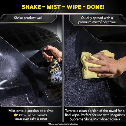 Meguiar's G7716 Gold Class Carnauba Quik Wax, Special Blend for Richness and Shine, Clear Coat Safe Meguiar's Quik Wax, Spray That Leaves Lasting Results Without Residue, 16 Oz
