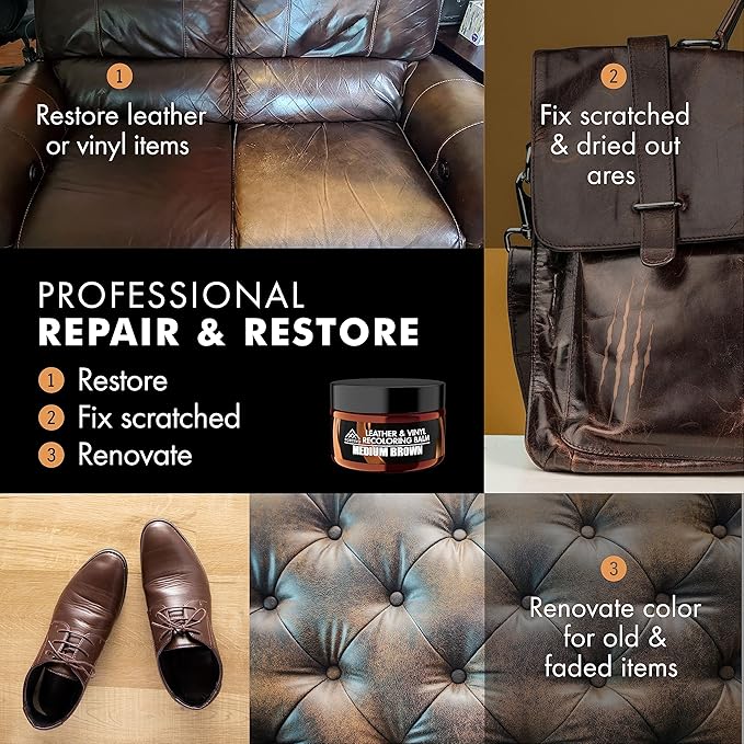 Leather Recoloring Balm, Color Restorer, Scratch Remover, Couch Paint and Repair, Leather Balm for Couches