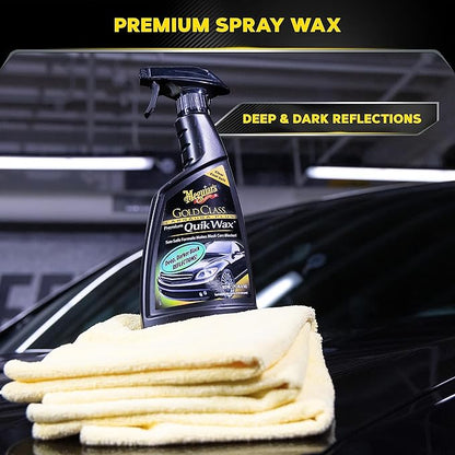 Meguiar's G7716 Gold Class Carnauba Quik Wax, Special Blend for Richness and Shine, Clear Coat Safe Meguiar's Quik Wax, Spray That Leaves Lasting Results Without Residue, 16 Oz